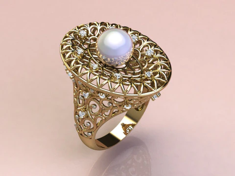 반지와 진주 3D 프린트 모델