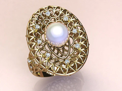 반지와 진주 3D 프린트 모델