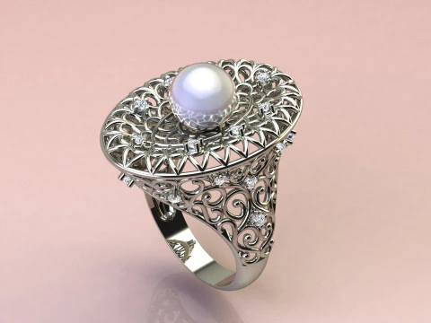 반지와 진주 3D 프린트 모델