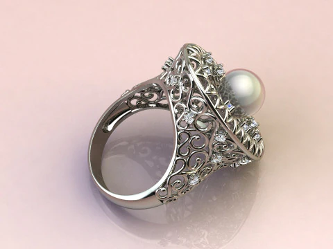 반지와 진주 3D 프린트 모델