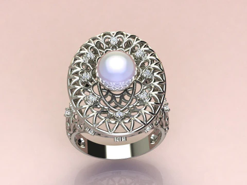 반지와 진주 3D 프린트 모델