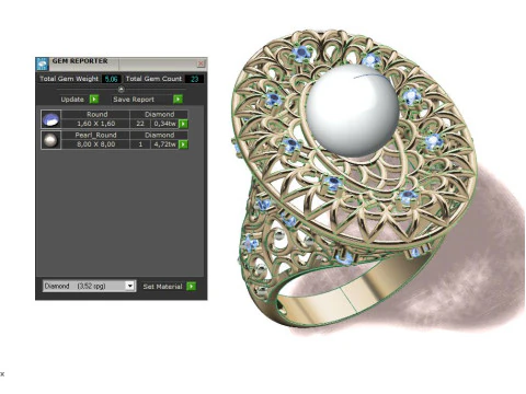 반지와 진주 3D 프린트 모델