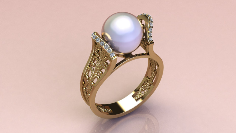 Ring Pearl fashion 3D Baskı Modeli .c4d .max .obj .3ds .fbx .stl .blend 