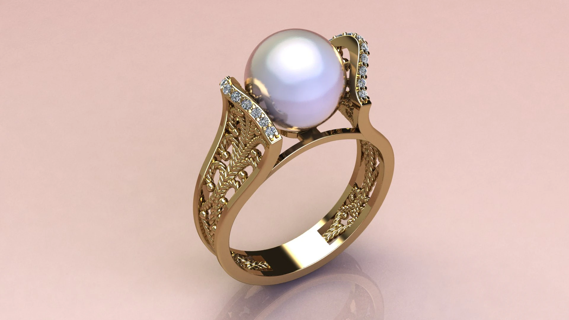 Ring Pearl fashion 3D Print Model .c4d .max .obj .3ds .fbx .stl .blend 