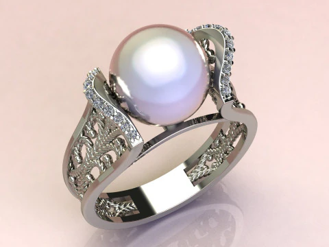 Ring Pearl fashion 3D Print Model