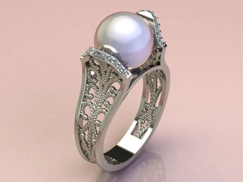 Ring Pearl fashion 3D Print Model