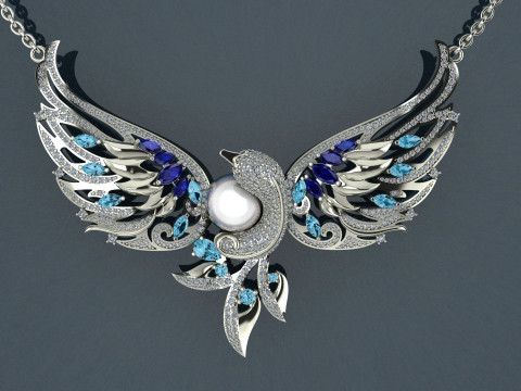 Swan with a pearl 3Dプリントモデル