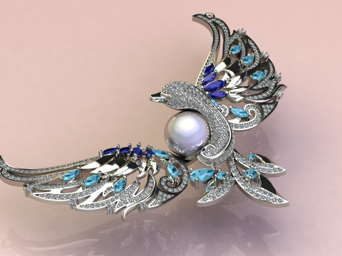 Swan with a pearl 3D Print Model