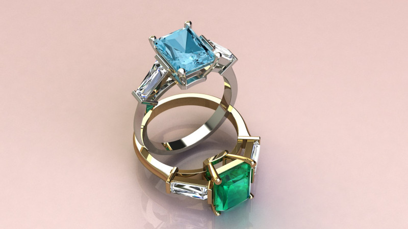 Emerald Ring 3D Print Model .c4d .max .obj .3ds .fbx .stl .blend