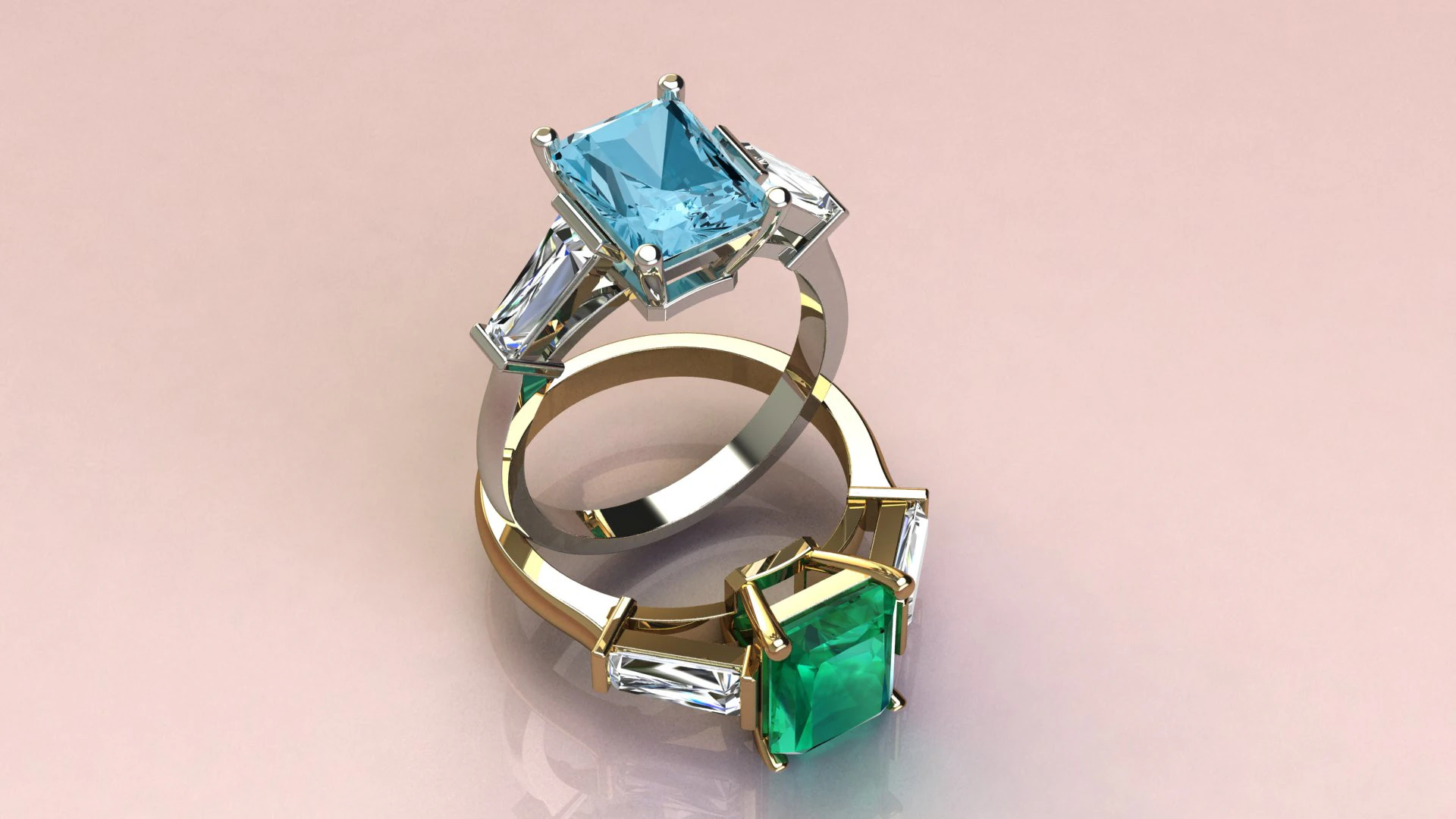 Emerald Ring 3D Print Model .c4d .max .obj .3ds .fbx .stl .blend 