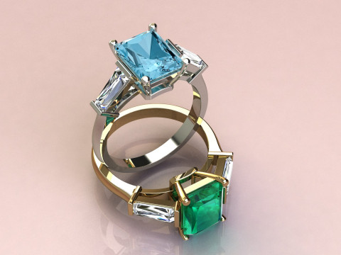 Emerald Ring 3Dプリントモデル