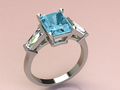 Emerald Ring 3D Print Model