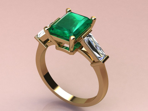Emerald Ring 3D Print Model