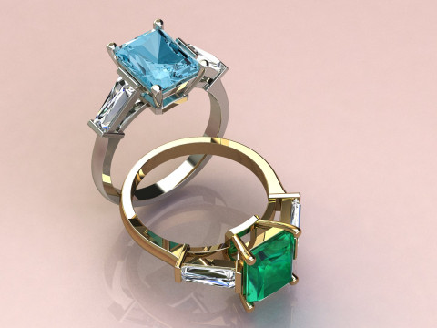 Emerald Ring 3D Print Model