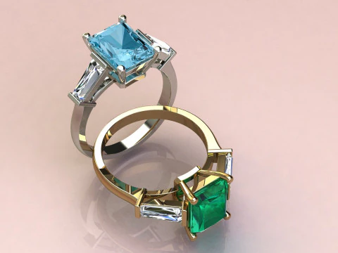 Emerald Ring 3D Print Model