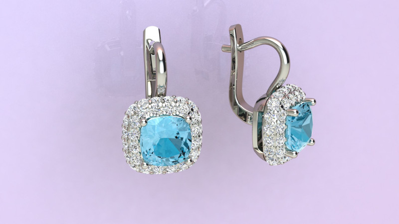 Cushion Earrings Modelo de Impressão 3D .c4d .max .obj .3ds .fbx .stl .blend