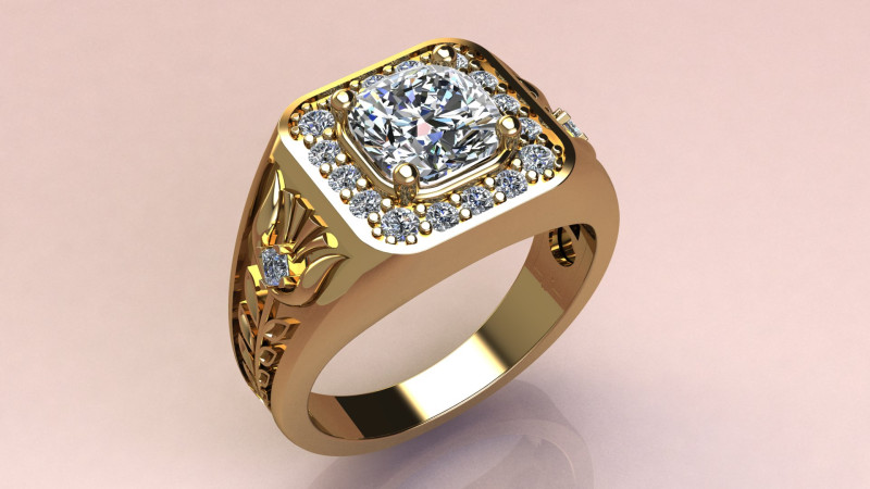 Cushion Ring 3D Принт Модель .c4d .max .obj .3ds .fbx .stl .blend