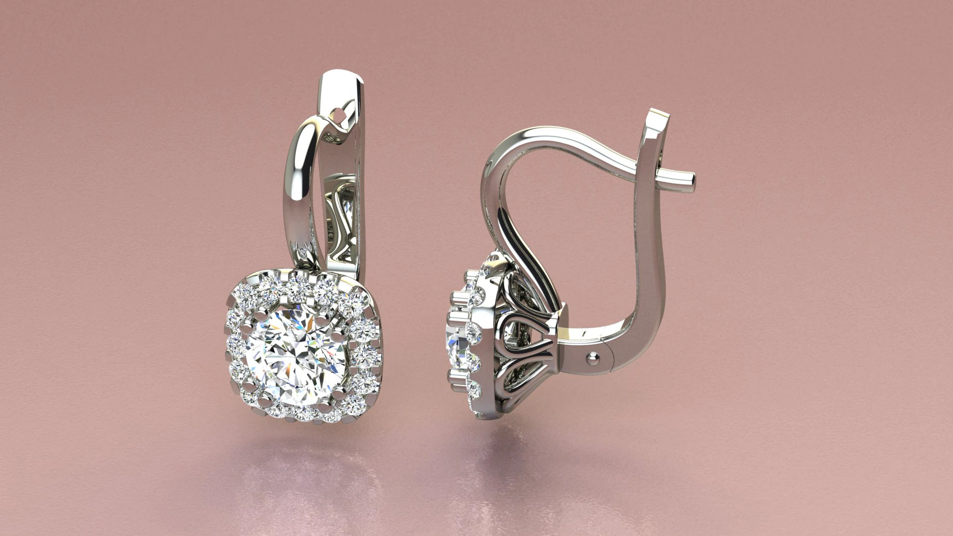 Diamond earrings 3D Print Model .c4d .max .obj .3ds .fbx .stl .blend 