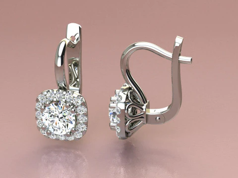 ダイヤモンドイヤリング 3Dプリントモデル