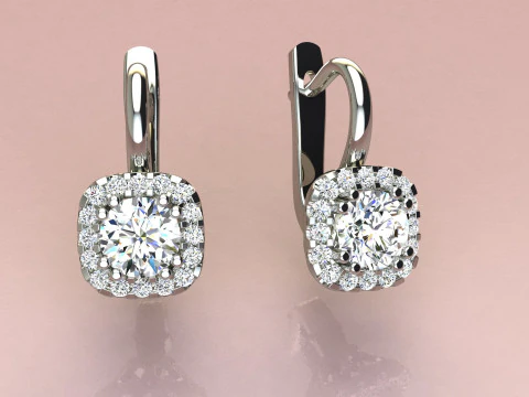Diamond earrings 3D Print Model