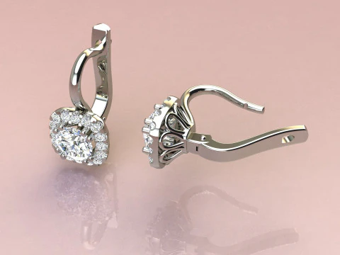 Diamond earrings 3D Print Model