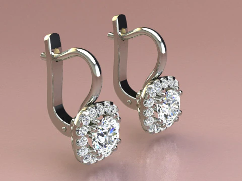 Diamond earrings 3D Print Model