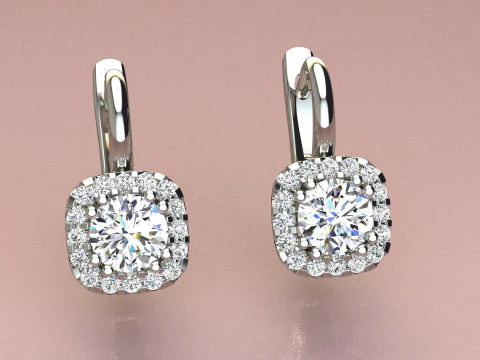 Diamond earrings 3D Print Model