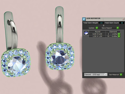 Diamond earrings 3D Baskı Modeli