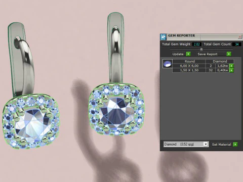 Diamond earrings 3D Print Model