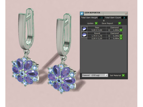 Earings snowflake 3D Print Model