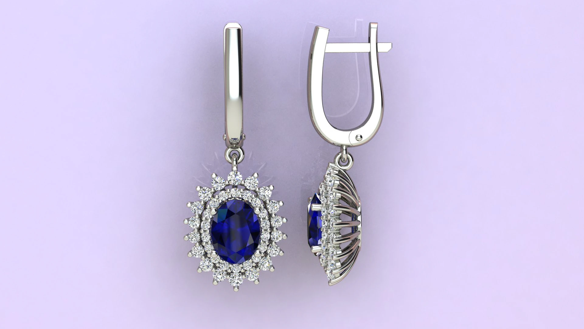 Earings oval fashion 3D Print Model .c4d .max .obj .3ds .fbx .stl .blend
