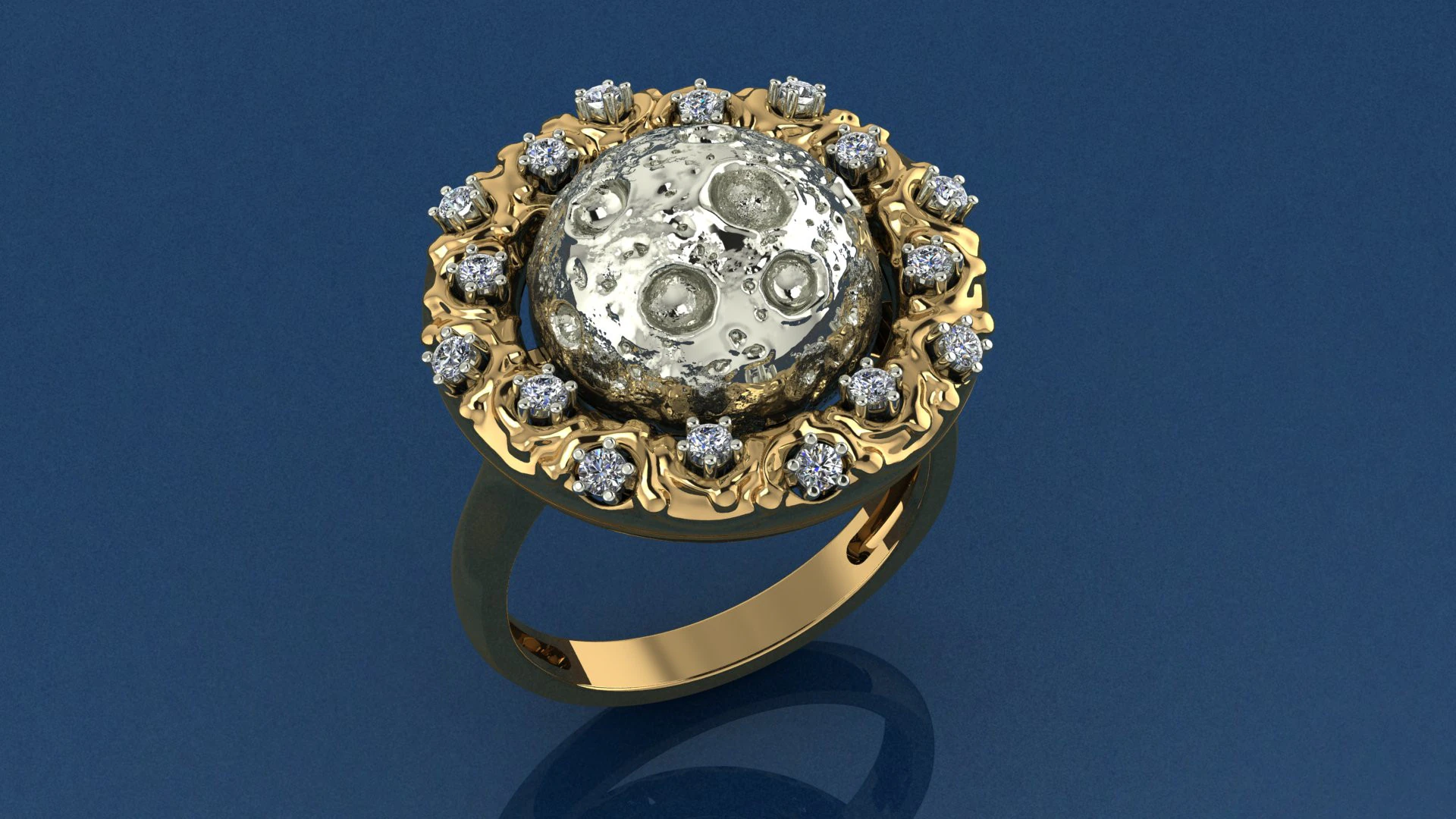Moon ring 3D Print Model .c4d .max .obj .3ds .fbx .stl .blend 
