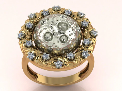 Moon ring 3D Print Model