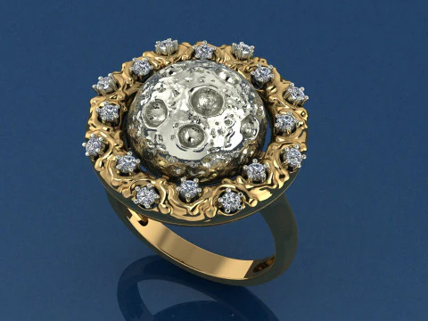 Moon ring 3D Print Model