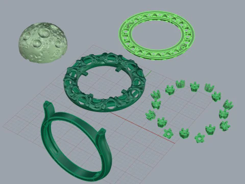 Moon ring 3D Print Model