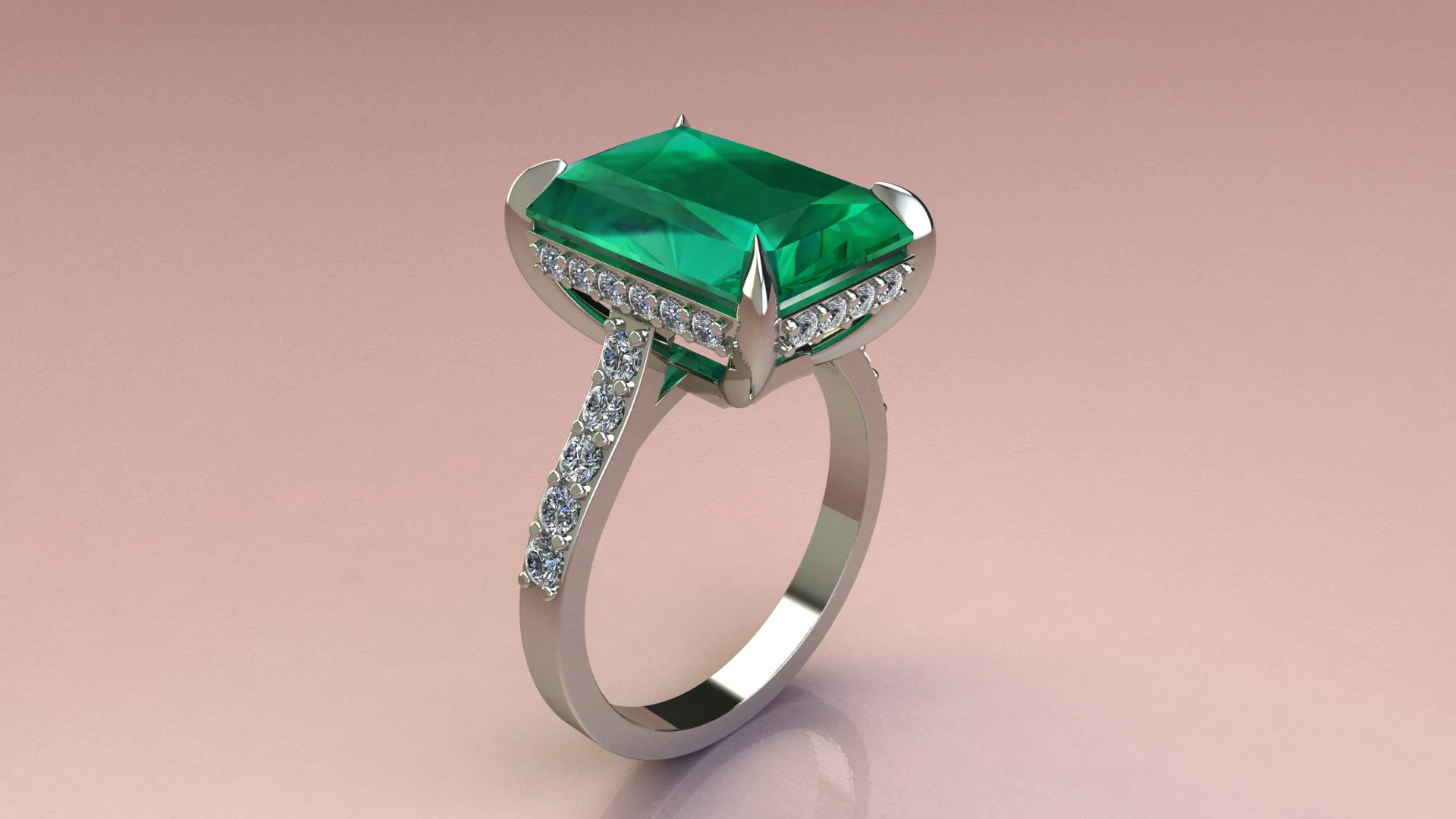 Emerald Ring 3D Print Model .c4d .max .obj .3ds .fbx .stl .blend 