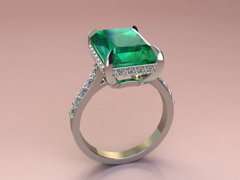 Emerald Ring 3D Print Model