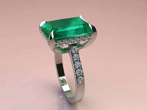 Emerald Ring 3D Print Model