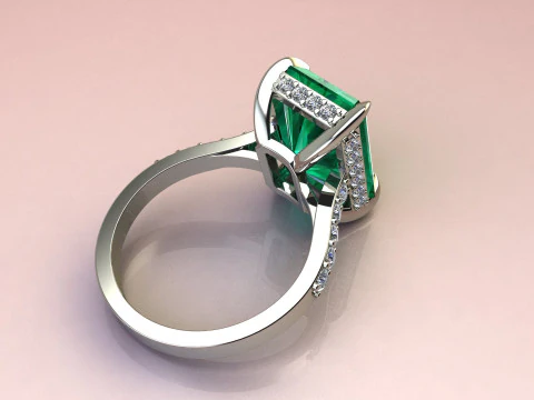 Emerald Ring 3D Print Model