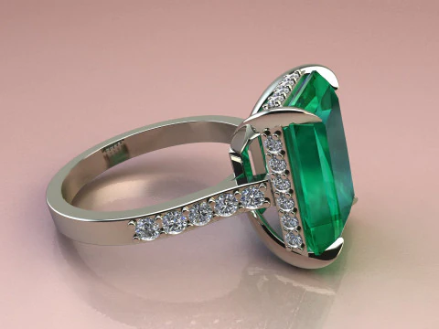 Emerald Ring 3D Print Model