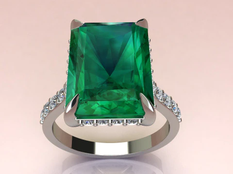Emerald Ring 3D Print Model