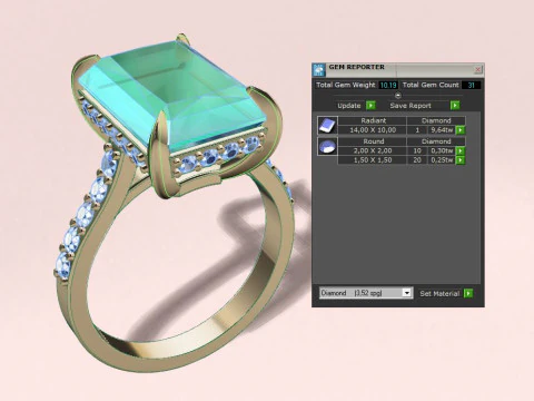 Emerald Ring 3D Print Model