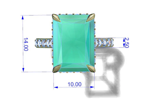 Emerald Ring 3D Print Model
