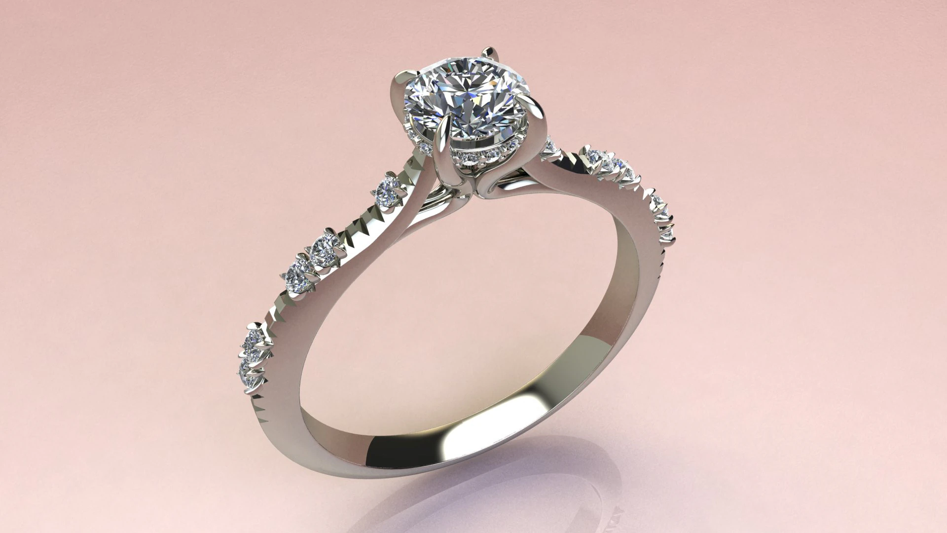 Fashion Diamond Ring 3D Print Model .c4d .max .obj .3ds .fbx .stl .blend 