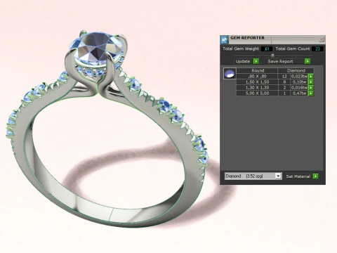 Fashion Diamond Ring 3D Print Model