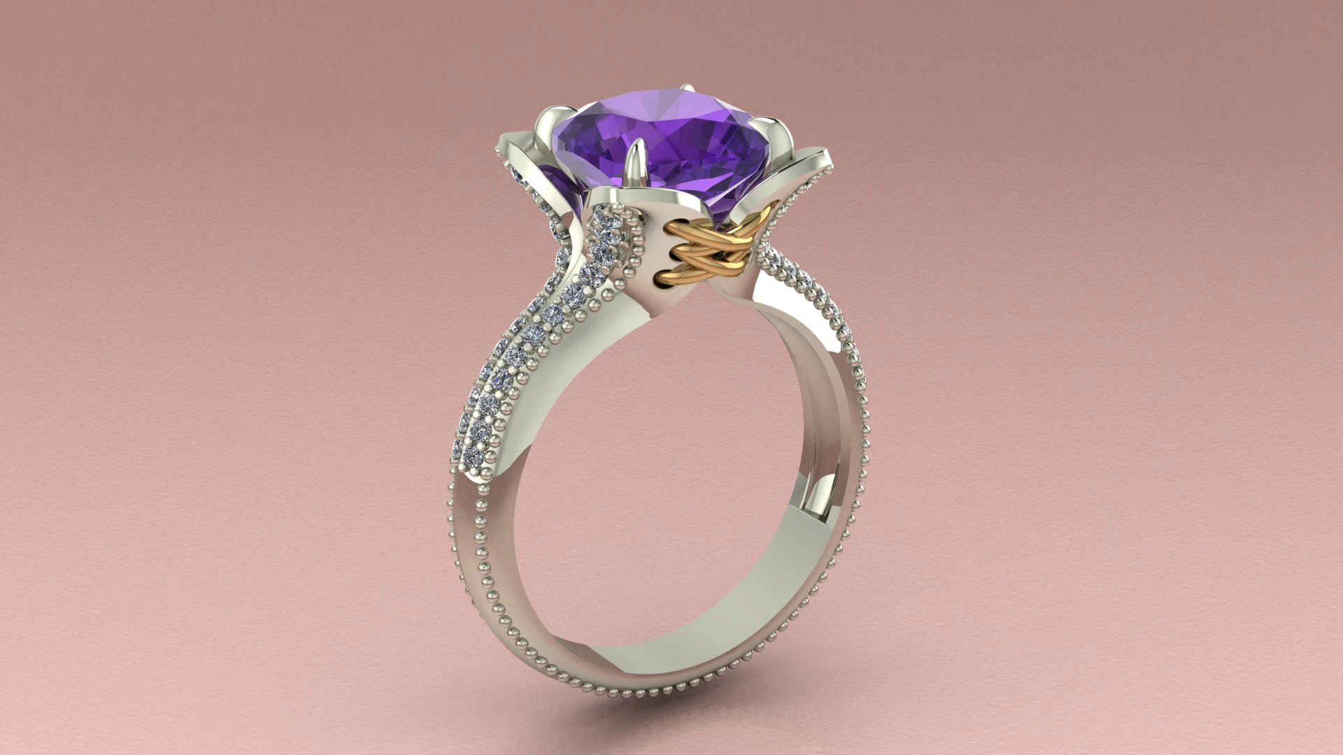 Cushion in a flower Ring 3D Print Model .c4d .max .obj .3ds .fbx .stl .blend 