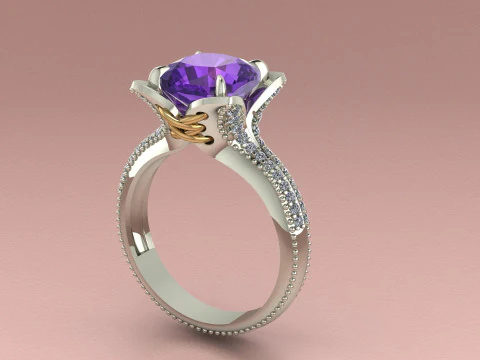 Cushion in a flower Ring 3D Print Model