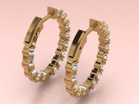 Earrings With a lock and Diamonds Modelo de impresión 3D