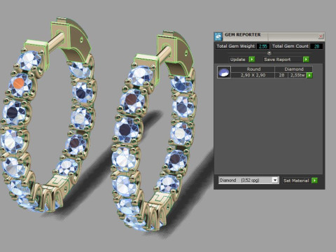 Earrings With a lock and Diamonds Modelo de impresión 3D