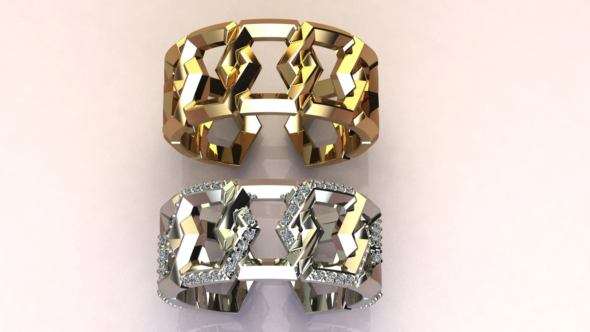 Fashion Diamond Rings 3D Print Model .c4d .max .obj .3ds .fbx .stl .blend 